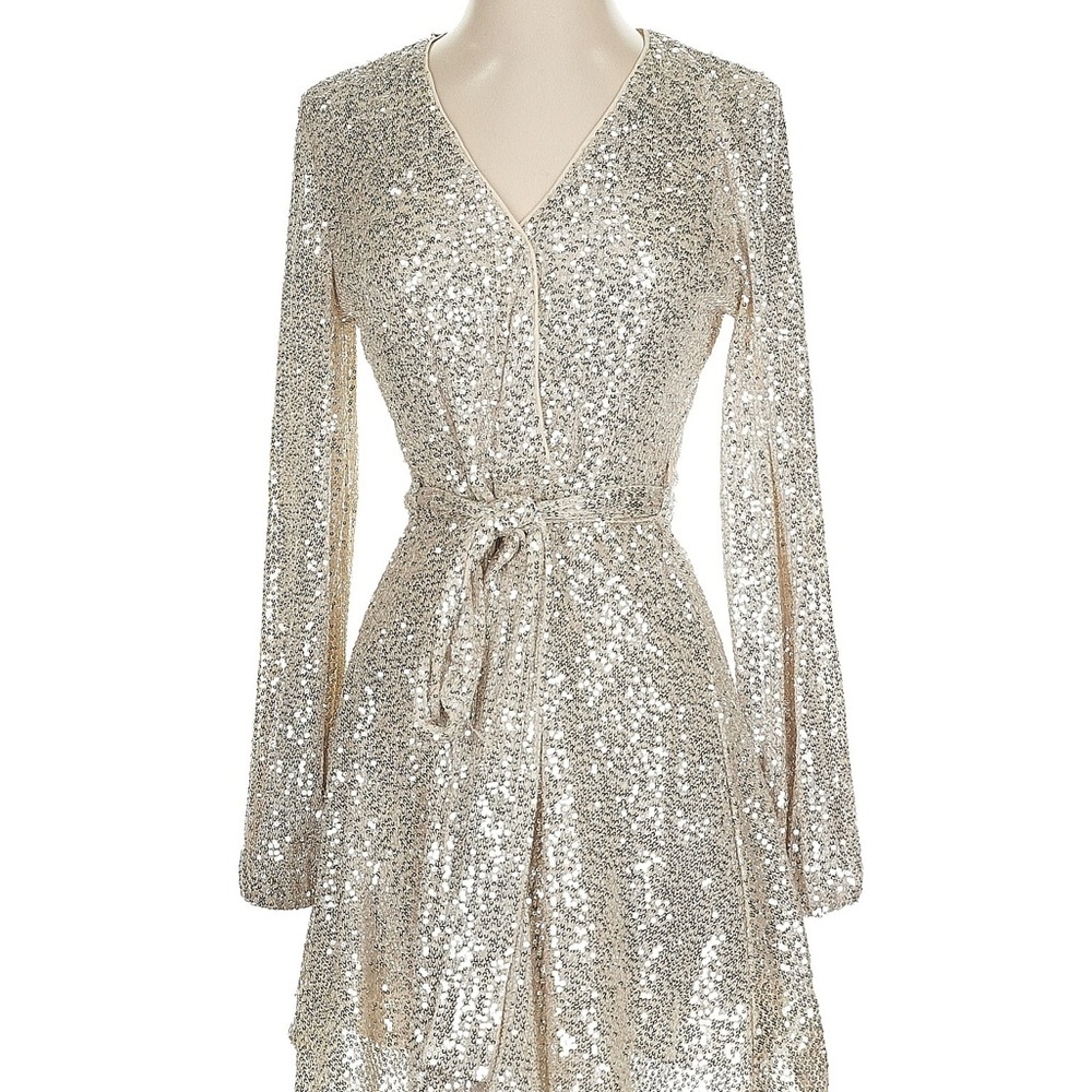 Bardot Gold Sequin V-Neck Dress